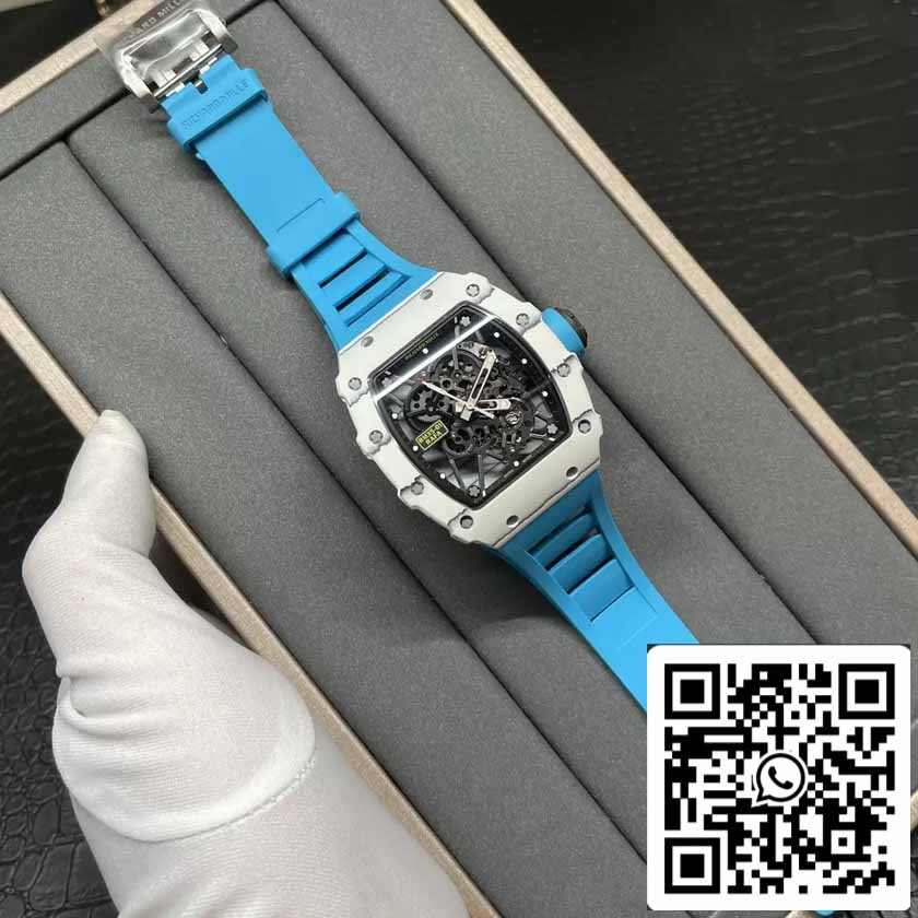 Richard Mille RM35-01 Sonic Fabbrica 1:1 Best Edition White Carbon NTPT Blue Rubber cinturino