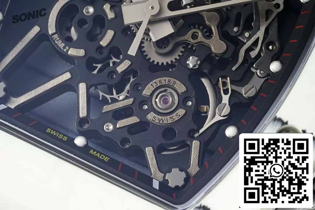 Richard Mille RM35-01 Sonic Fabbrica 1:1 Best Edition White Carbon NTPT Red Rubber cinturino