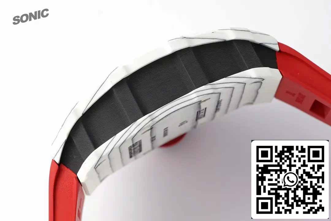 Richard Mille RM35-01 Sonic Fabbrica 1:1 Best Edition White Carbon NTPT Red Rubber cinturino