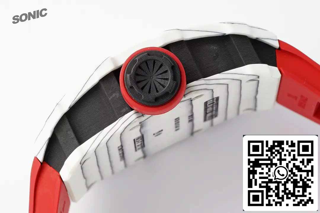 Richard Mille RM35-01 Sonic Fabbrica 1:1 Best Edition White Carbon NTPT Red Rubber cinturino