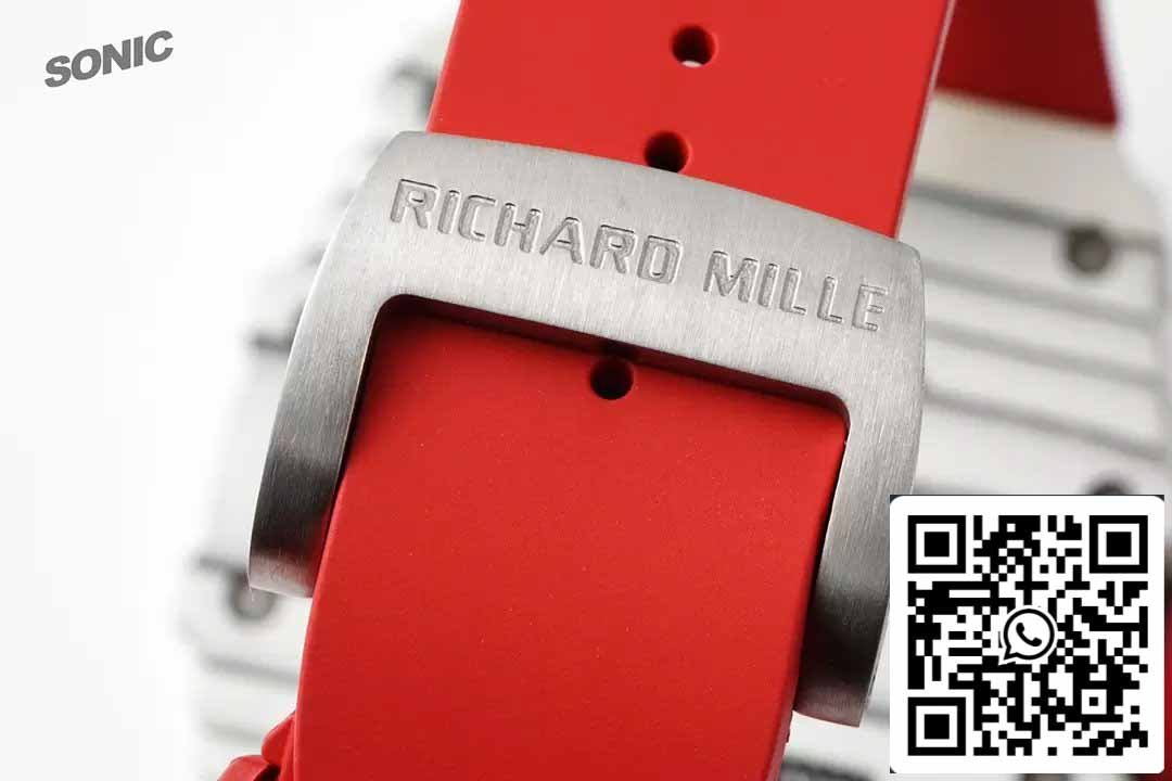 Richard Mille RM35-01 Sonic Fabbrica 1:1 Best Edition White Carbon NTPT Red Rubber cinturino