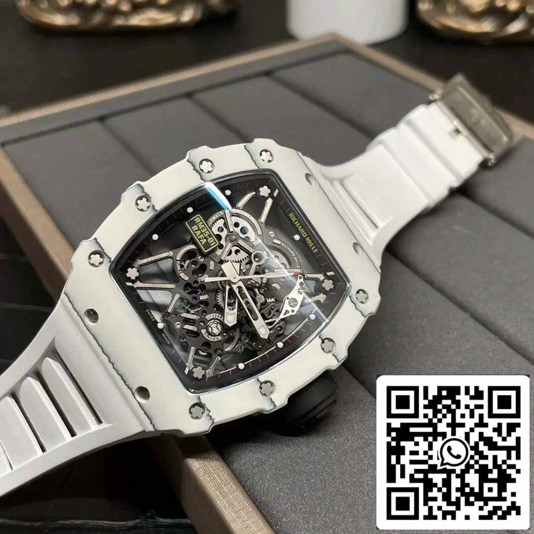 Richard Mille RM35-01 Sonic Fabbrica 1:1 Best Edition White Carbon NTPT White Rubber cinturino