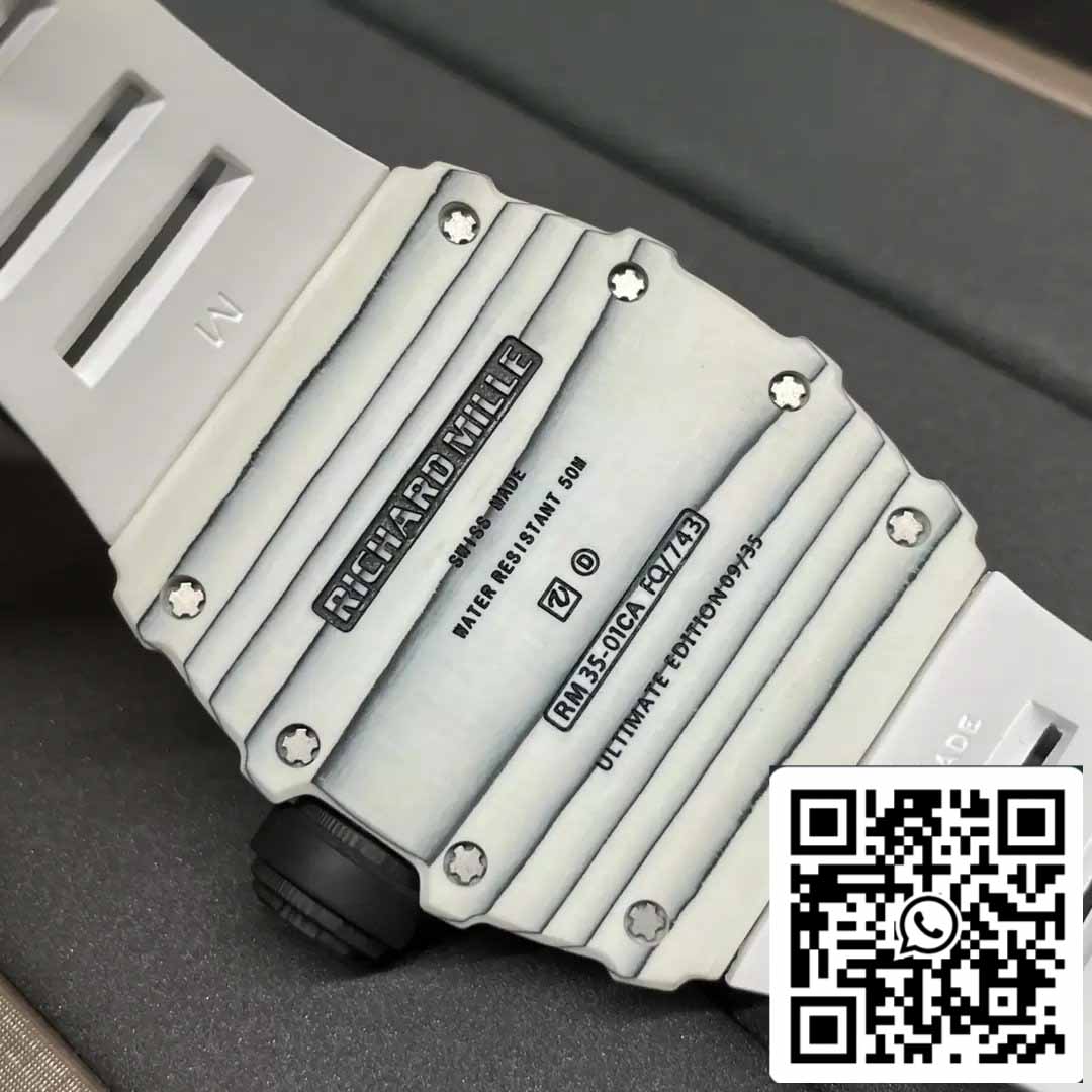 Richard Mille RM35-01 Sonic Fabbrica 1:1 Best Edition White Carbon NTPT White Rubber cinturino