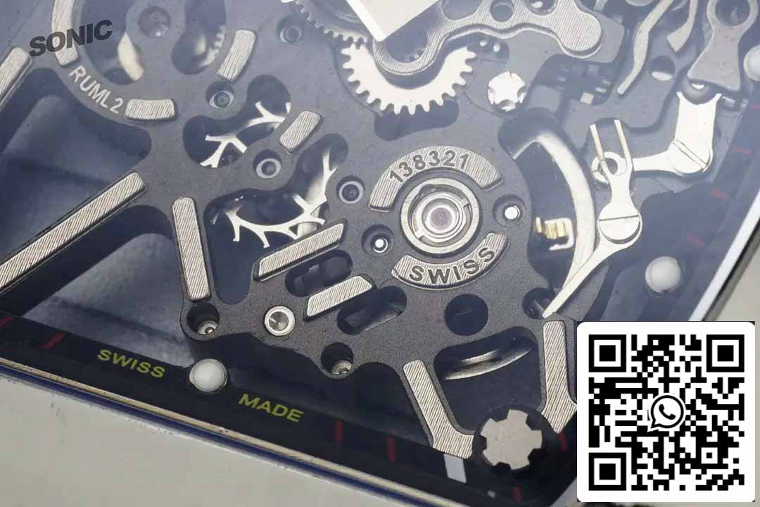 Richard Mille RM35-01 Sonic Fabbrica 1:1 Best Edition White Carbon NTPT Red Velcro cinturino