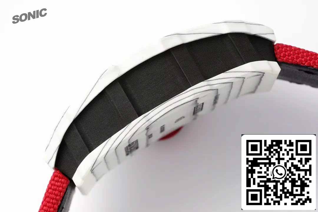 Richard Mille RM35-01 Sonic Fabbrica 1:1 Best Edition White Carbon NTPT Red Velcro cinturino