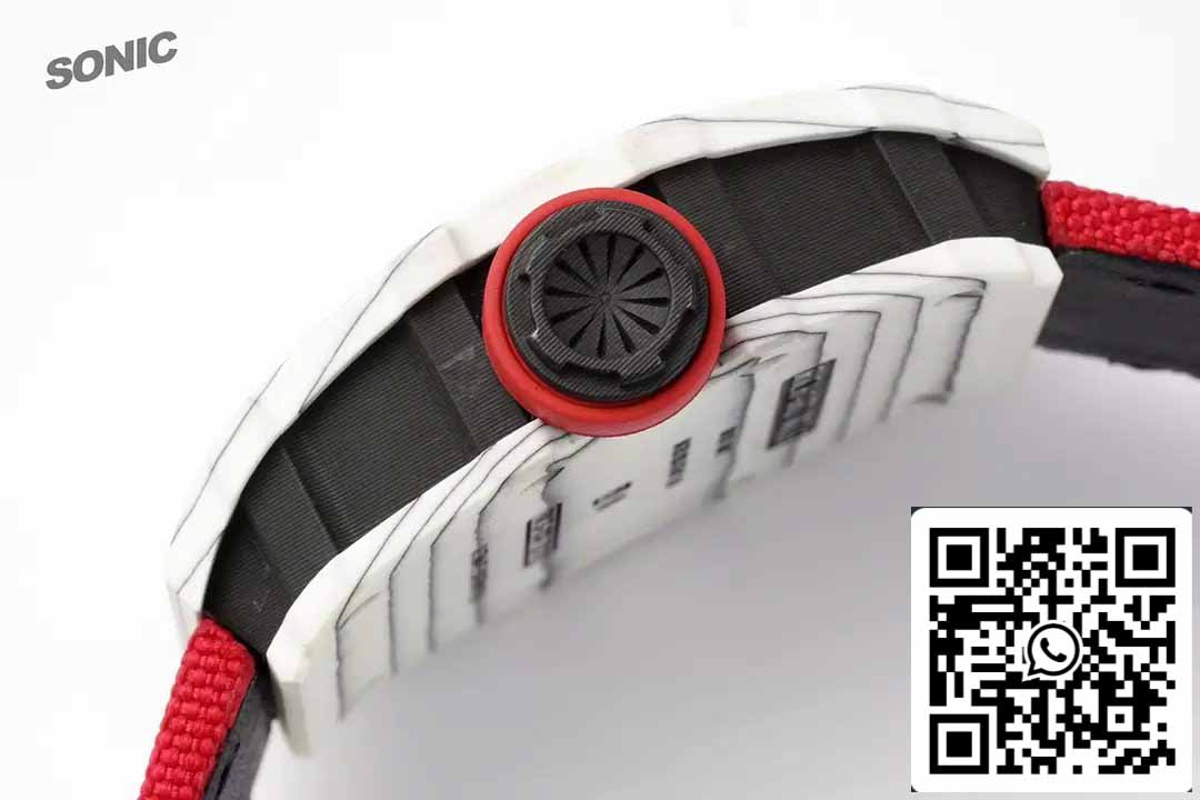 Richard Mille RM35-01 Sonic Fabbrica 1:1 Best Edition White Carbon NTPT Red Velcro cinturino