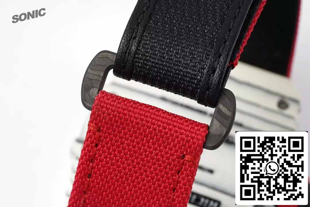 Richard Mille RM35-01 Sonic Fabbrica 1:1 Best Edition White Carbon NTPT Red Velcro cinturino