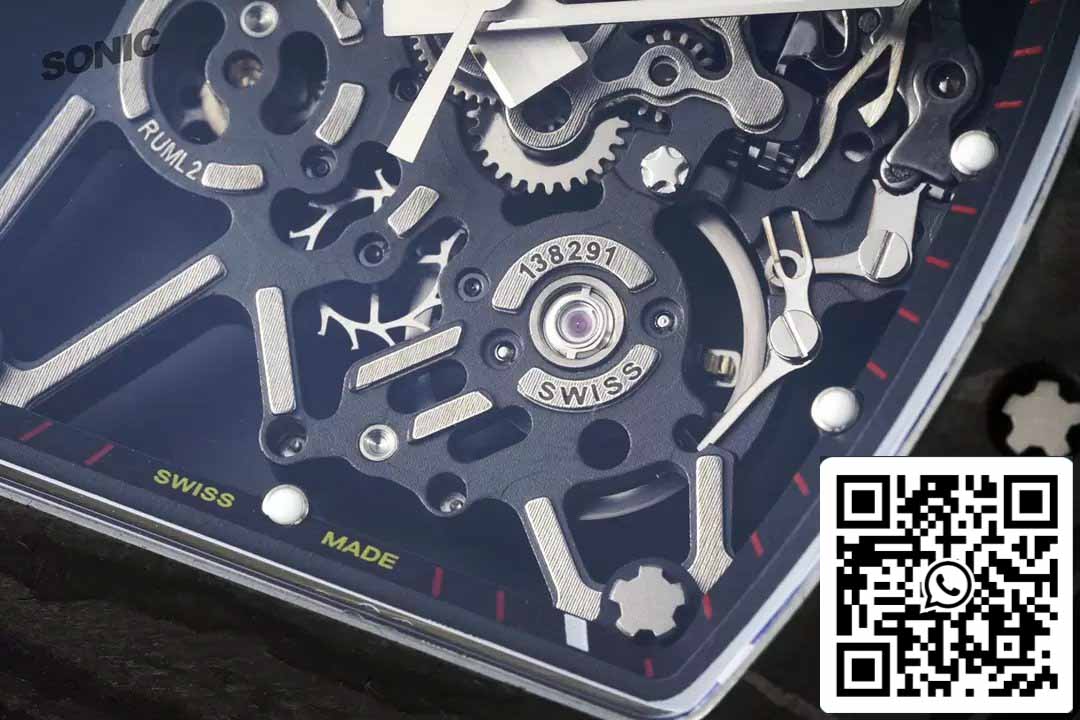 Richard Mille RM35-01 Sonic Fabbrica 1:1 Best Edition Black Carbon NTPT Orange Rubber cinturino