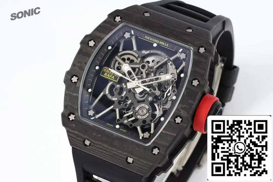 Richard Mille RM35-01 Sonic Fabbrica 1:1 Best Edition Black Carbon NTPT Black Rubber cinturino