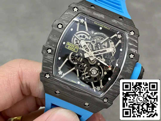 Richard Mille RM35-01 Sonic Fabbrica 1:1 Best Edition Black Carbon NTPT Blue Rubber cinturino