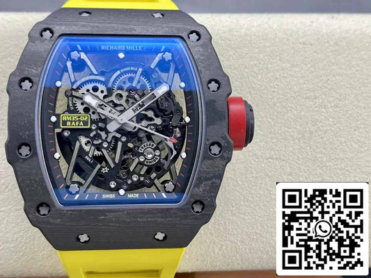 Richard Mille RM035-02 T+ Fabbrica 1:1 Best Edition Carbon Fiber Case Yellow Rubber cinturino ao chép)