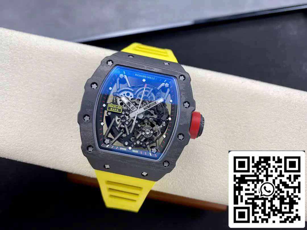 Richard Mille RM035-02 T+ Fabbrica 1:1 Best Edition Carbon Fiber Case Yellow Rubber cinturino ao chép)
