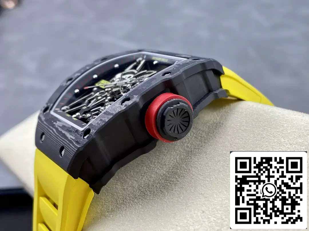 Richard Mille RM035-02 T+ Fabbrica 1:1 Best Edition Carbon Fiber Case Yellow Rubber cinturino ao chép)