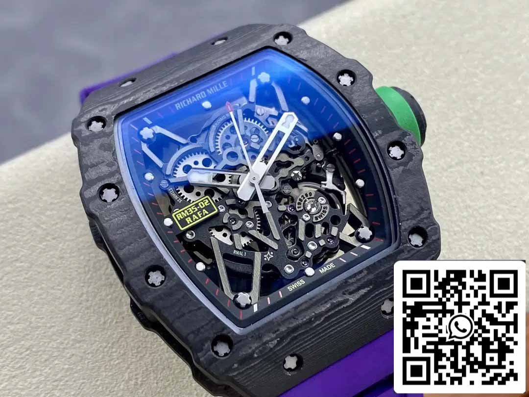Richard Mille RM035-02 T+ Fabbrica 1:1 Best Edition Carbon Fiber Case Purple Rubber cinturino