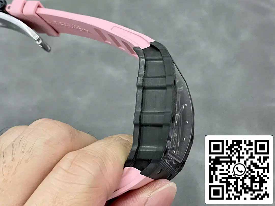 Richard Mille RM035-02 T+ Fabbrica 1:1 Best Edition Carbon Fiber Case Pink Rubber cinturino