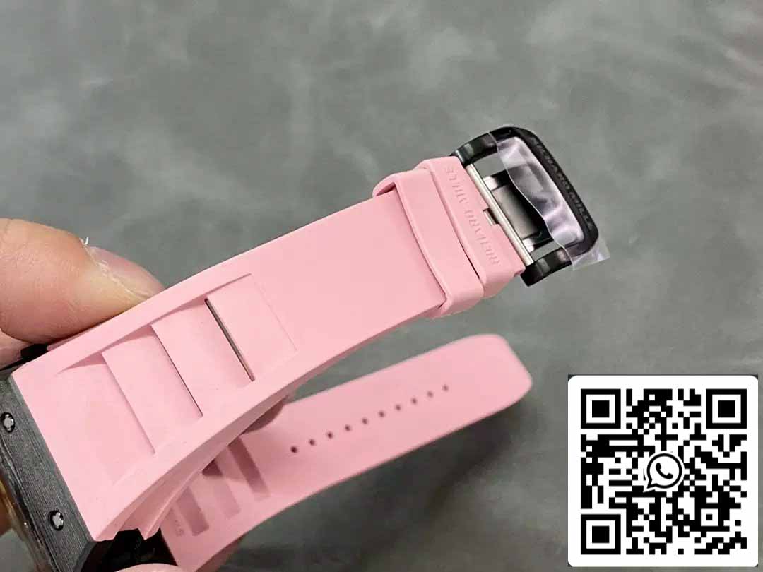Richard Mille RM035-02 T+ Fabbrica 1:1 Best Edition Carbon Fiber Case Pink Rubber cinturino