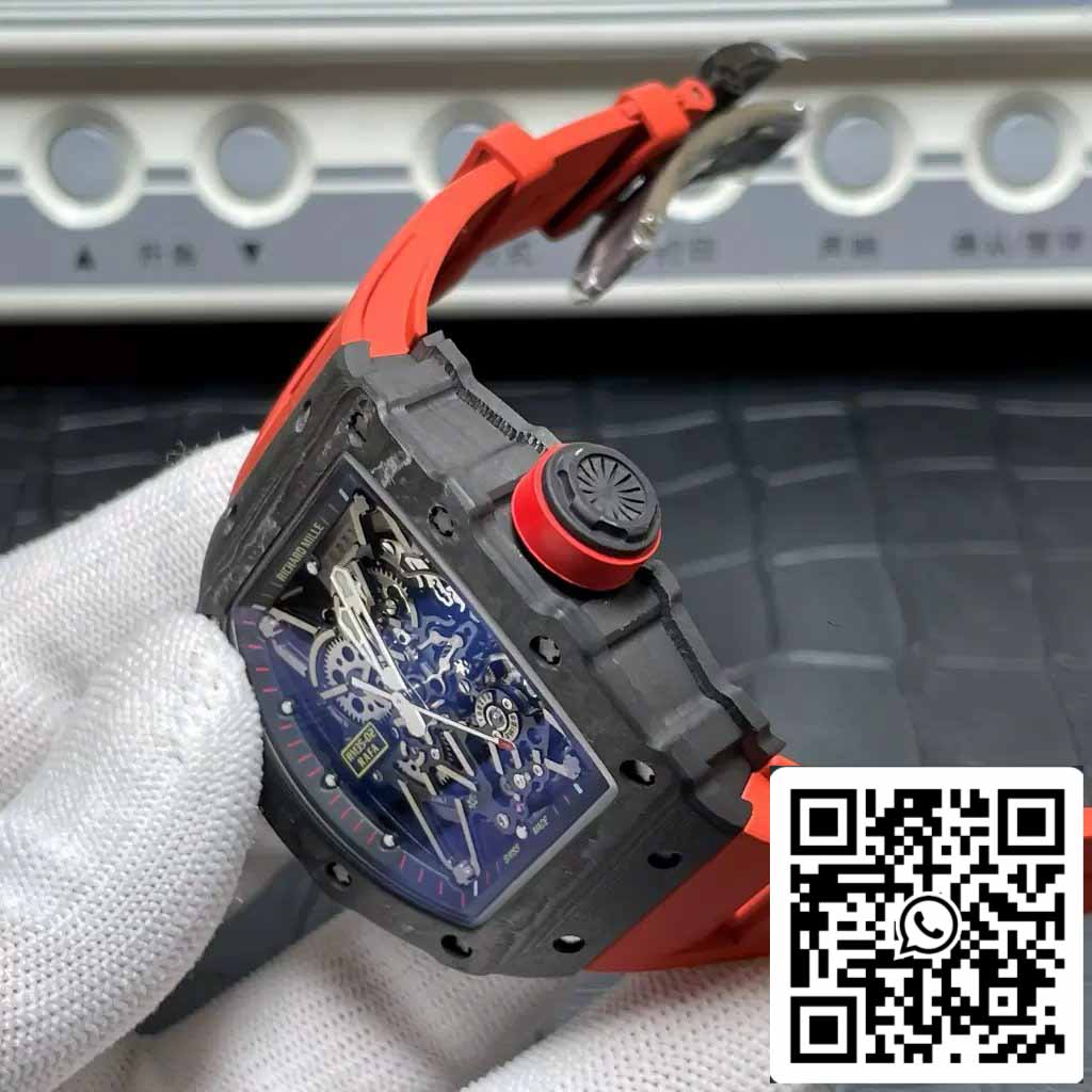 Richard Mille RM035-02 T+ Fabbrica 1:1 Best Edition Carbon Fiber Case Red Rubber cinturino
