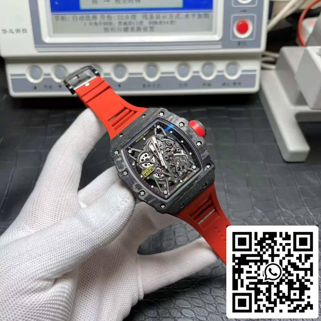Richard Mille RM035-02 T+ Fabbrica 1:1 Best Edition Carbon Fiber Case Red Rubber cinturino