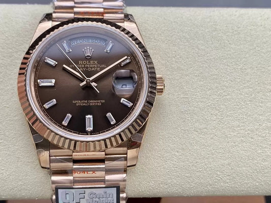 Rolex Day Date M228235-0003 V5 40mm  QF Fabbrica 1:1 Best Edition Chocolate Dial Bezel