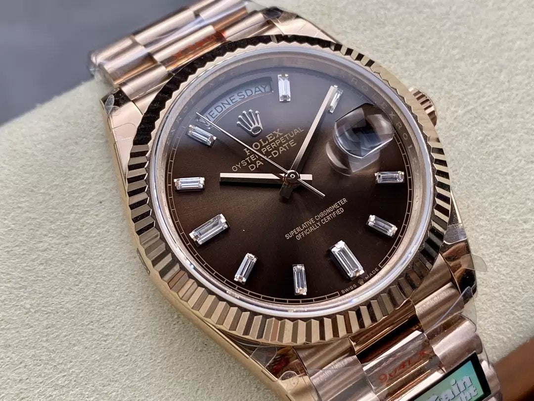Rolex Day Date M228235-0003 V5 40mm  QF Fabbrica 1:1 Best Edition Chocolate Dial Bezel