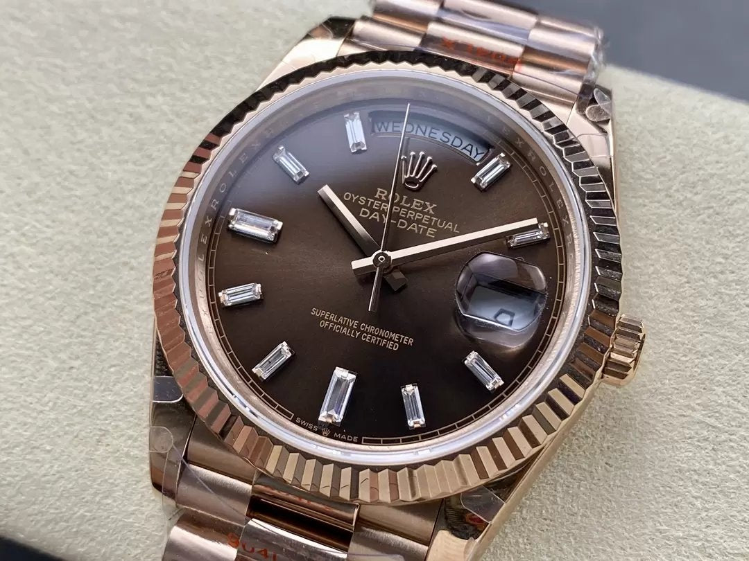 Rolex Day Date M228235-0003 V5 40mm  QF Fabbrica 1:1 Best Edition Chocolate Dial Bezel