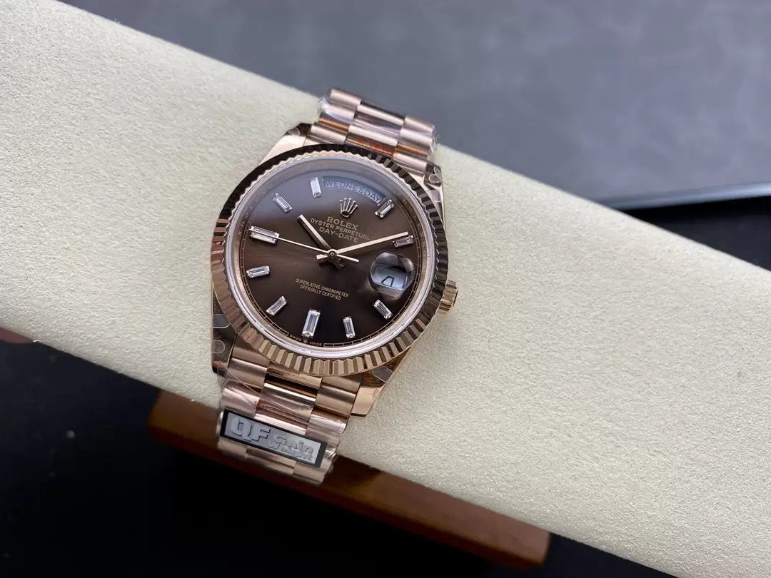 Rolex Day Date M228235-0003 V5 40mm  QF Fabbrica 1:1 Best Edition Chocolate Dial Bezel