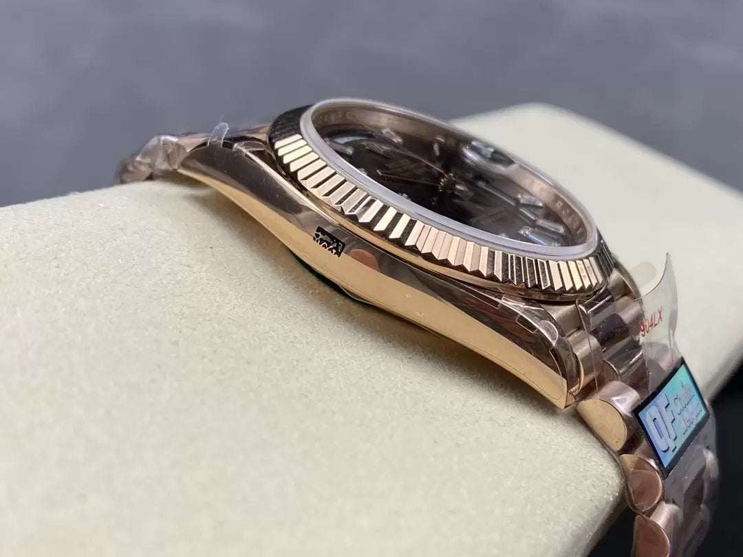 Rolex Day Date M228235-0003 V5 40mm  QF Fabbrica 1:1 Best Edition Chocolate Dial Bezel