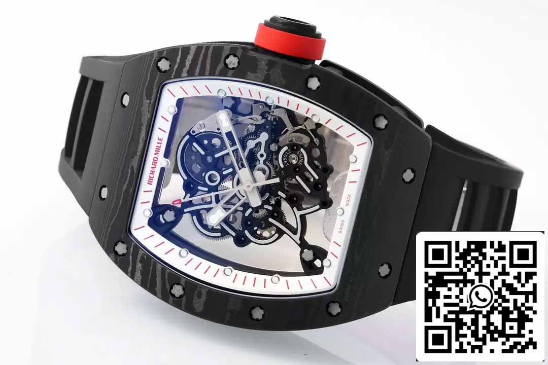 RICHARD MILLE RM055 ZF 2024 1:1 Best Edition Caja de fibra de carbono Perilla roja Cinturón negro 