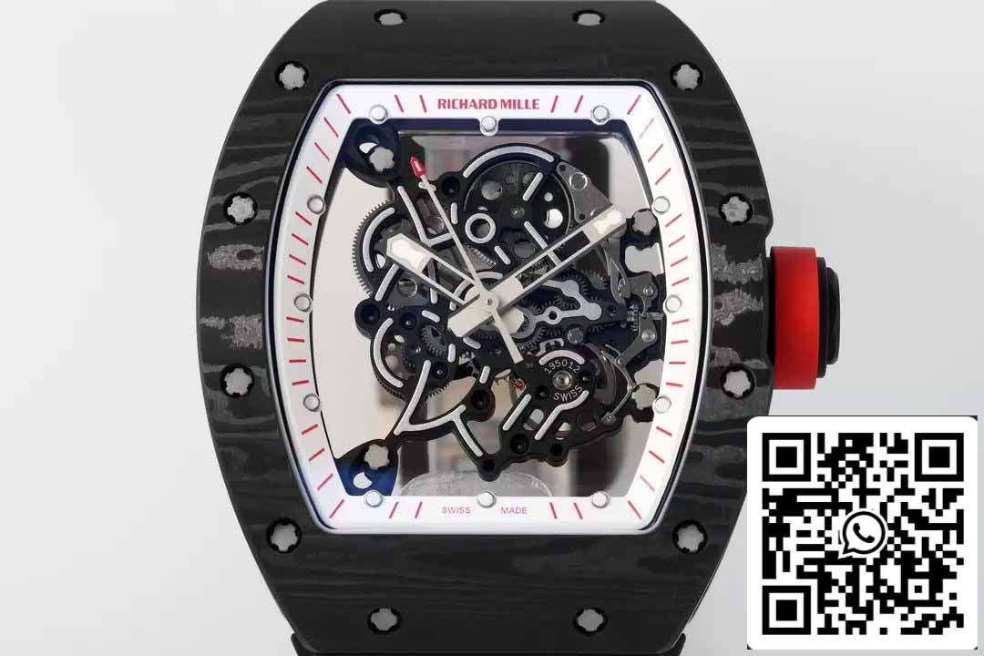 RICHARD MILLE RM055 ZF 2024 1:1 Best Edition Caja de fibra de carbono Perilla roja Cinturón negro 