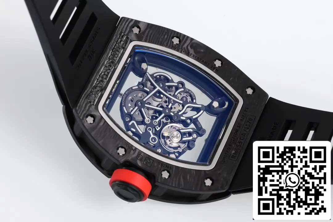 RICHARD MILLE RM055 ZF 2024 1:1 Best Edition Caja de fibra de carbono Perilla roja Cinturón negro 