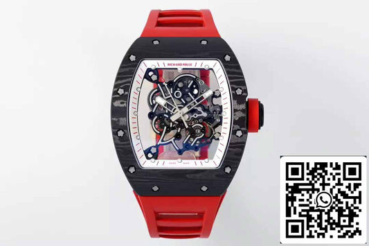 RICHARD MILLE RM055 ZF 2024 1:1 Best Edition Caixa de fibra de carbono Cinturino vermelho e botão 