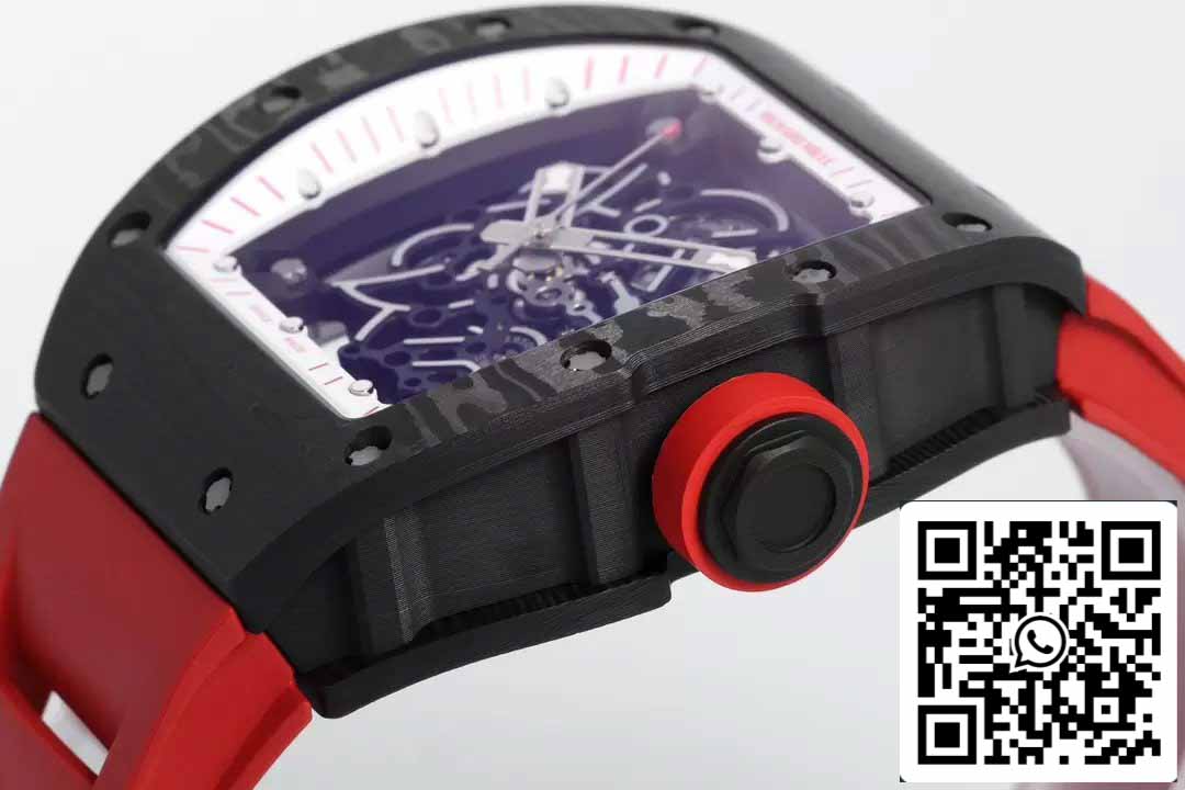 RICHARD MILLE RM055 ZF 2024 1:1 Best Edition Caja de fibra de carbono Cinturón y pomo rojos 