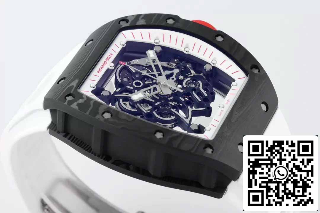 RICHARD MILLE RM055 ZF 2024 1:1 Best Edition Caja de fibra de carbono Perilla roja Cinturón blanco 