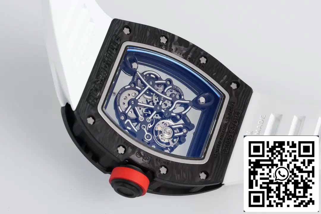 RICHARD MILLE RM055 ZF 2024 1:1 Best Edition Caja de fibra de carbono Perilla roja Cinturón blanco 