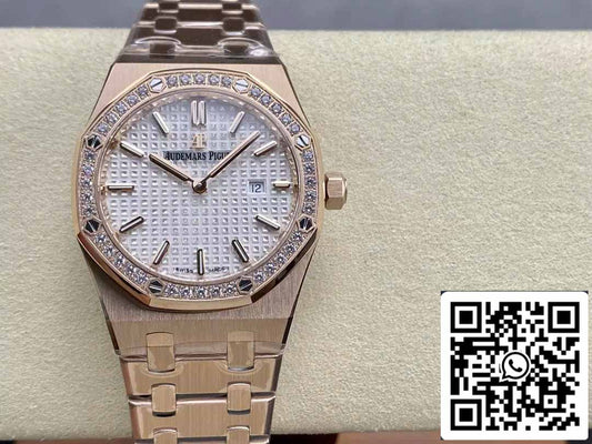 Audemars Piguet 67651 Quartz 33mm 1:1 Best Edition ZF Fabbrica White Dial Rose Gold Diamond