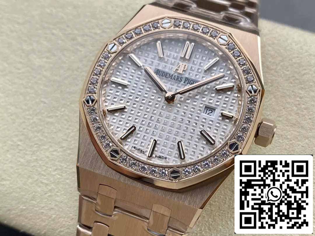 Audemars Piguet 67651 Quartz 33mm 1:1 Best Edition ZF Fabbrica White Dial Rose Gold Diamond