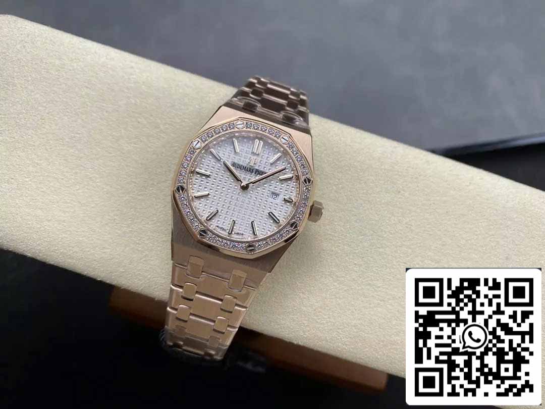 Audemars Piguet 67651 Quartz 33mm 1:1 Best Edition ZF Fabbrica White Dial Rose Gold Diamond