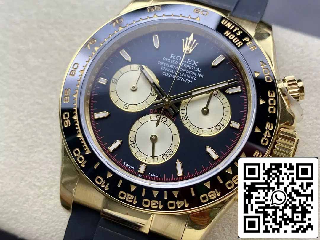 Rolex Cosmograph Daytona m126518 1:1 Best Edition QF Fabbrica 4131 movimento Black Dial and Yellow Gold