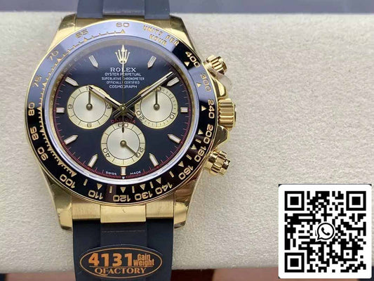 Rolex Cosmograph Daytona m126518 1:1 Best Edition QF Fabbrica 4131 movimento Black Dial and Yellow Gold