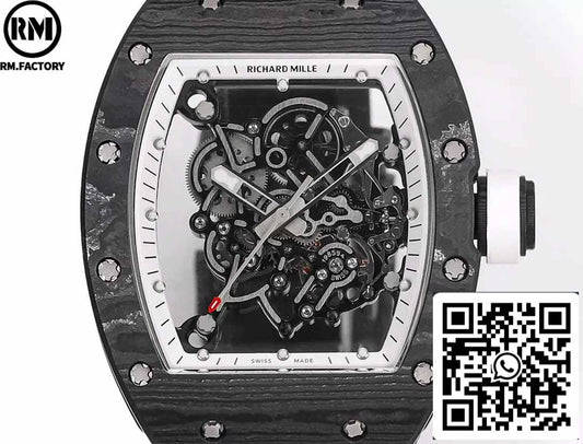 RICHARD MILLE  RM055  Carbon Fiber Case 1:1 Best Edition RM Fabbrica newest 2024 White Dial
