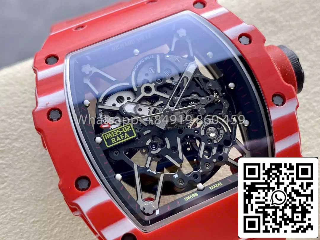 Richard Mille RM035-02 1:1 Best Clone R7 Fabbrica Red  Carbon Case Red cinturino