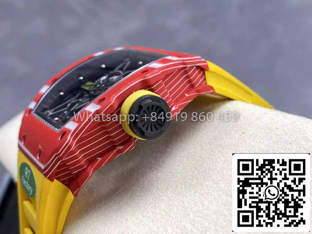 Richard Mille RM035-02 1:1 Best Clone R7 Fabbrica Red Carbon Case Yellow cinturino