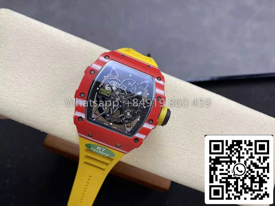 Richard Mille RM035-02 1:1 Best Clone R7 Fabbrica Red Carbon Case Yellow cinturino