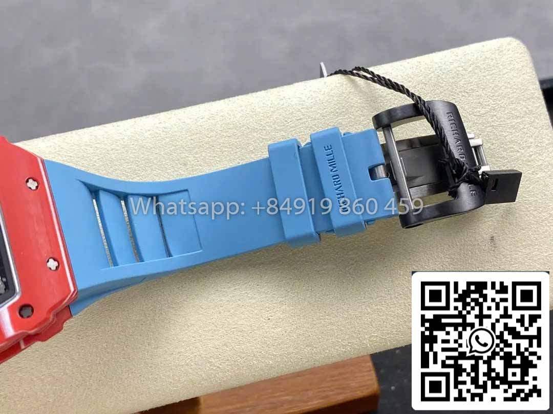 Richard Mille RM035-02 1:1 Best Clone R7 Fabbrica Red Carbon Case Blue cinturino