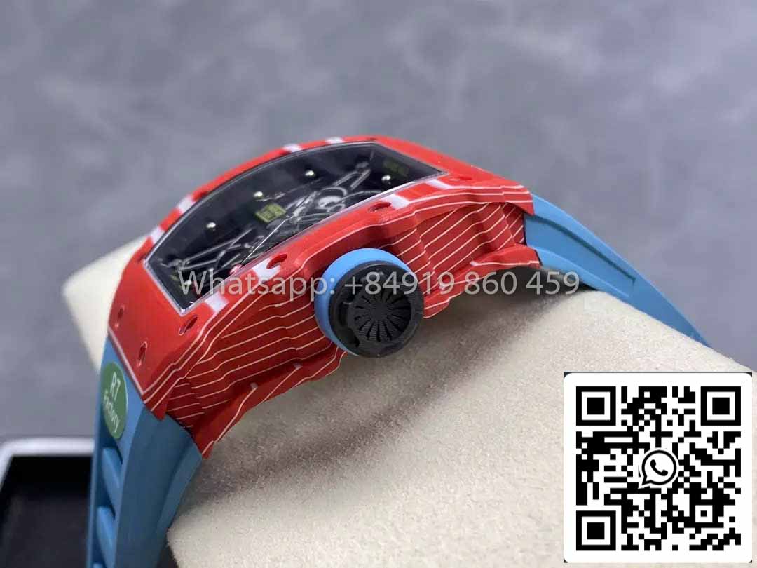Richard Mille RM035-02 1:1 Best Clone R7 Fabbrica Red Carbon Case Blue cinturino