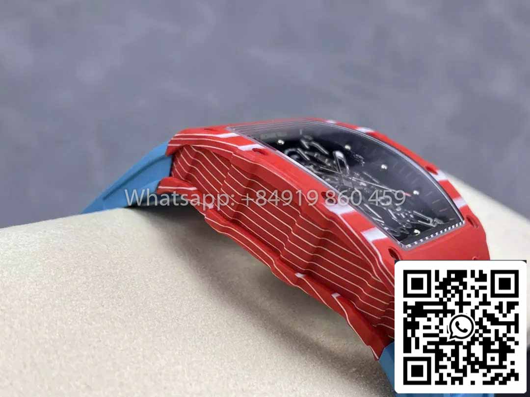 Richard Mille RM035-02 1:1 Best Clone R7 Fabbrica Red Carbon Case Blue cinturino