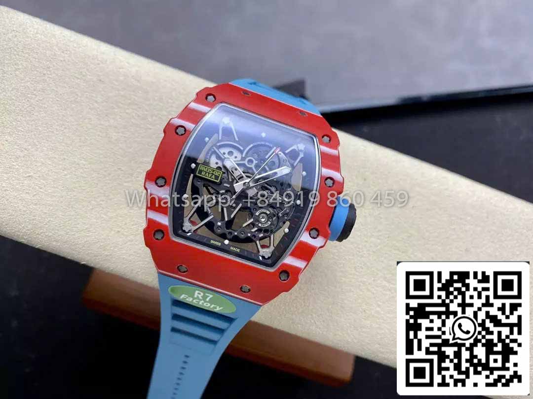 Richard Mille RM035-02 1:1 Best Clone R7 Fabbrica Red Carbon Case Blue cinturino
