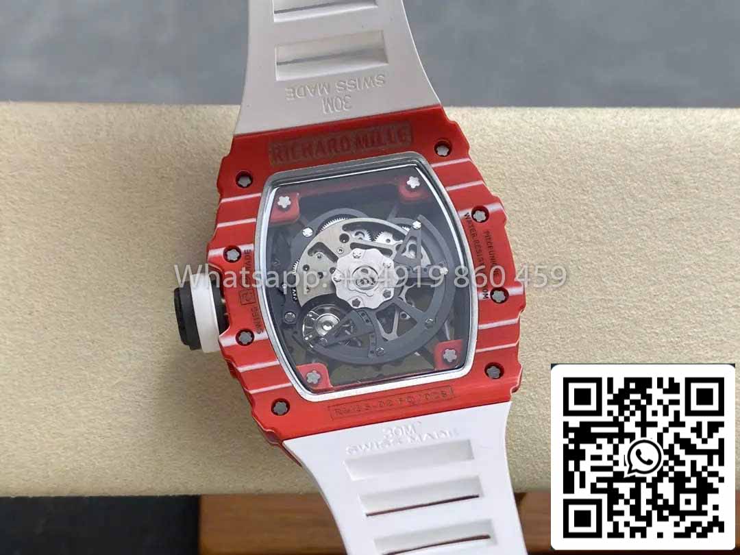 Richard Mille RM035-02 1:1 Best Clone R7 Fabbrica Red Carbon Case White cinturino
