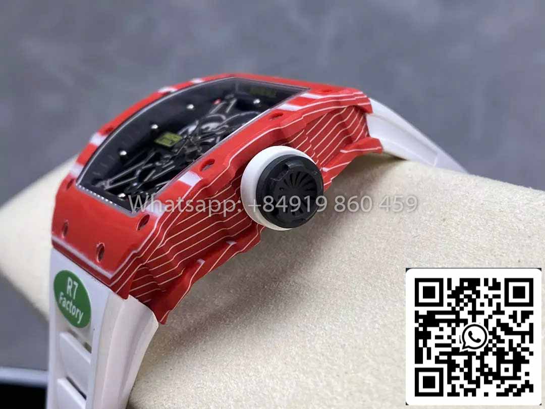Richard Mille RM035-02 1:1 Best Clone R7 Fabbrica Red Carbon Case White cinturino
