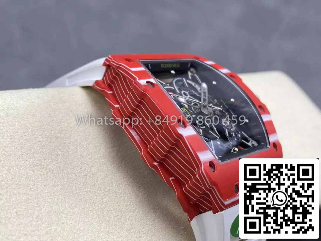 Richard Mille RM035-02 1:1 Best Clone R7 Fabbrica Red Carbon Case White cinturino